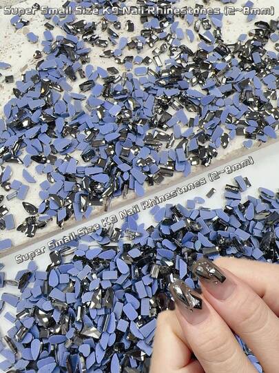 KIRAME KIRAME 50cs/100pcs/300pcs Super Sparkly Mixed Shapes Hot Black 3-6mm Flatback Rhinestones For Nails,DIY Nail Art At Home,Nails Salon,Nail Supplies,Christmas,New Year,Festival Gift