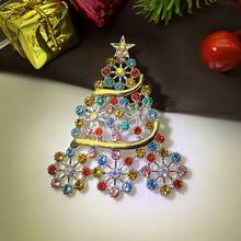 Damska broszka z kryształkami w kształcie choinki, modna, idealna do noszenia na co dzień - drzewko świąteczne - Zobacz 16