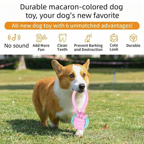 Macaron-Colored Pet Toy Set Of 5 Pieces For Dogs, Durable Chew Knot Toys, Interactive Tug-Of-War Dental Cleaning Ball, Satisfying Pets' Playful Nature, Multi-Style Combination Pet Supplies