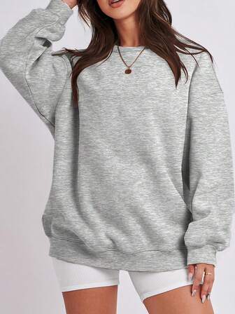 Women's Casual Crew Neck Sweatshirt Loose Soft Long Sleeve Pullover Tops
