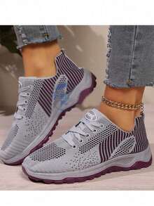 Zapatos deportivos de moda para mujer, huecos, Zapatos Deportivos Casuales y de Moda para Mujer: Con Cordones y Huecos, Transpirables y Ortopédicos – Ideales para Verano: Caminar, Entrenamiento, Tenis y Senderismo - Gris - Ver 8