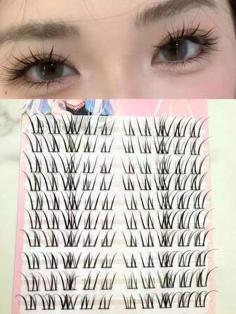 100 件/套白色栀子花自然卡通风格逼真蓬松纤细浓密假睫毛，适合日常、通勤、派对和约会