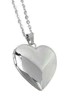 Collar Relicario para Fotos de Acero Inoxidable Corazón, Joyería para Regalo - Plateado - Ver 10