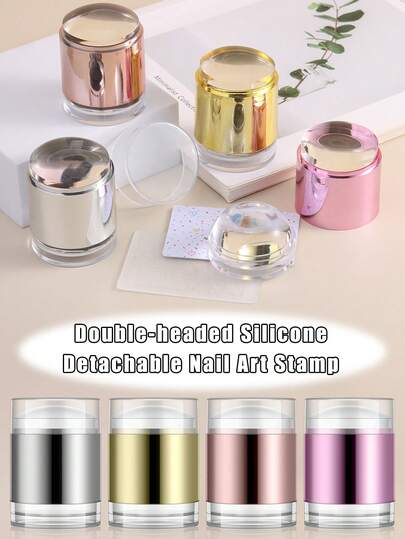 Easy-Precision Double Headed Nail Stamp Kit With Clear Jelly Stamper Flexible Silicone Tool For Effortless French Tip & Design Transfer, Includes 2 Scraper For Quick, Mess-Free DIY Nail Art 3pcs/Set