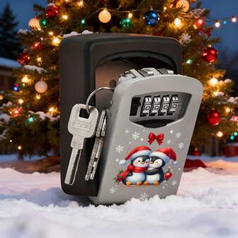 1 件圣诞翻盖钥匙锁盒，带滑盖，可容纳 8 把钥匙，耐用的金属和塑料结构，配有组合挂锁，圣诞储物盒，圣诞锁盒可自定义访问代码 - 无需钥匙即可安全进入，操作简便，适用于家庭、酒店紧急情况、旅行和装修安全 - 包括保护套，是圣诞节、生日和其他节日的绝佳礼物选择，紧凑的设计，坚固耐用，物业经理