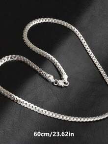 1pc S925 Sterling Silver Side Chain Necklace, Fashion Necklace Jewelry Gift For Men