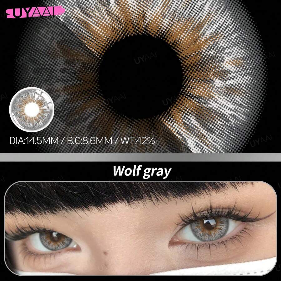 1 Pair UYAAI Colored Contact Lenses, Annual Disposable, Natural Enlargement, Fashionable Beautifying, Suitable For Daily Wear, Parties Or Cosplay