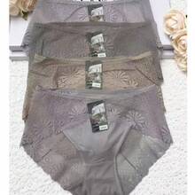 4pcs/Set Women's Sexy Lace Panties Mixed Colors Briefs - Multicolor - Ver 3