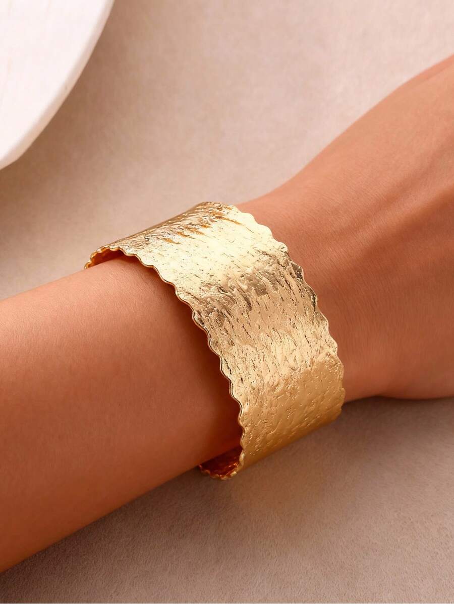 1pc Stainless Steel European & American Style Cross Openable C-Shaped Minimalist Bracelet For Men & Women