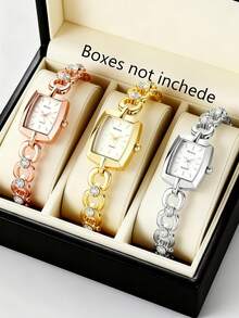 1 Stück Damenuhr mit Kettengurt, modisch, lässig, elegant, leicht, Luxus, Strass-Balken-Zifferblatt, Quarz, Luxus, geeignet für täglichen Gebrauch, Dekoration oder Urlaubsgeschenke - Verschiedenfarbig - Übersicht 2