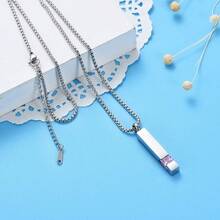 Nuevo-2025Oinsi Collar de urna de cremación con barra de cristal cuadrada multicolor para cenizas - Grabable - Piedra verde oliva. - Ver 3