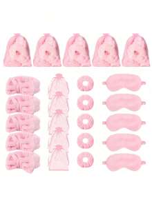 20 Peças Conjunto de Festa do Travesseiro, Festa do Sono, Dia da Mãe, Tiara, Máscara de Olho, Scrunchie de Cabelo, Conjunto de Organza, Conjunto de Maquiagem, Adequado para Presente de Natal