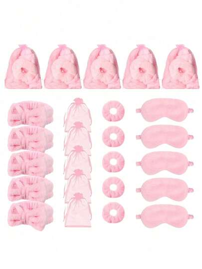 20 Stück Kissen Party, Schlafparty, Muttertags Party, Stirnband, Augenmaske, Haargummi, Organza Set, Make-up Set, geeignet als Weihnachtsgeschenkset