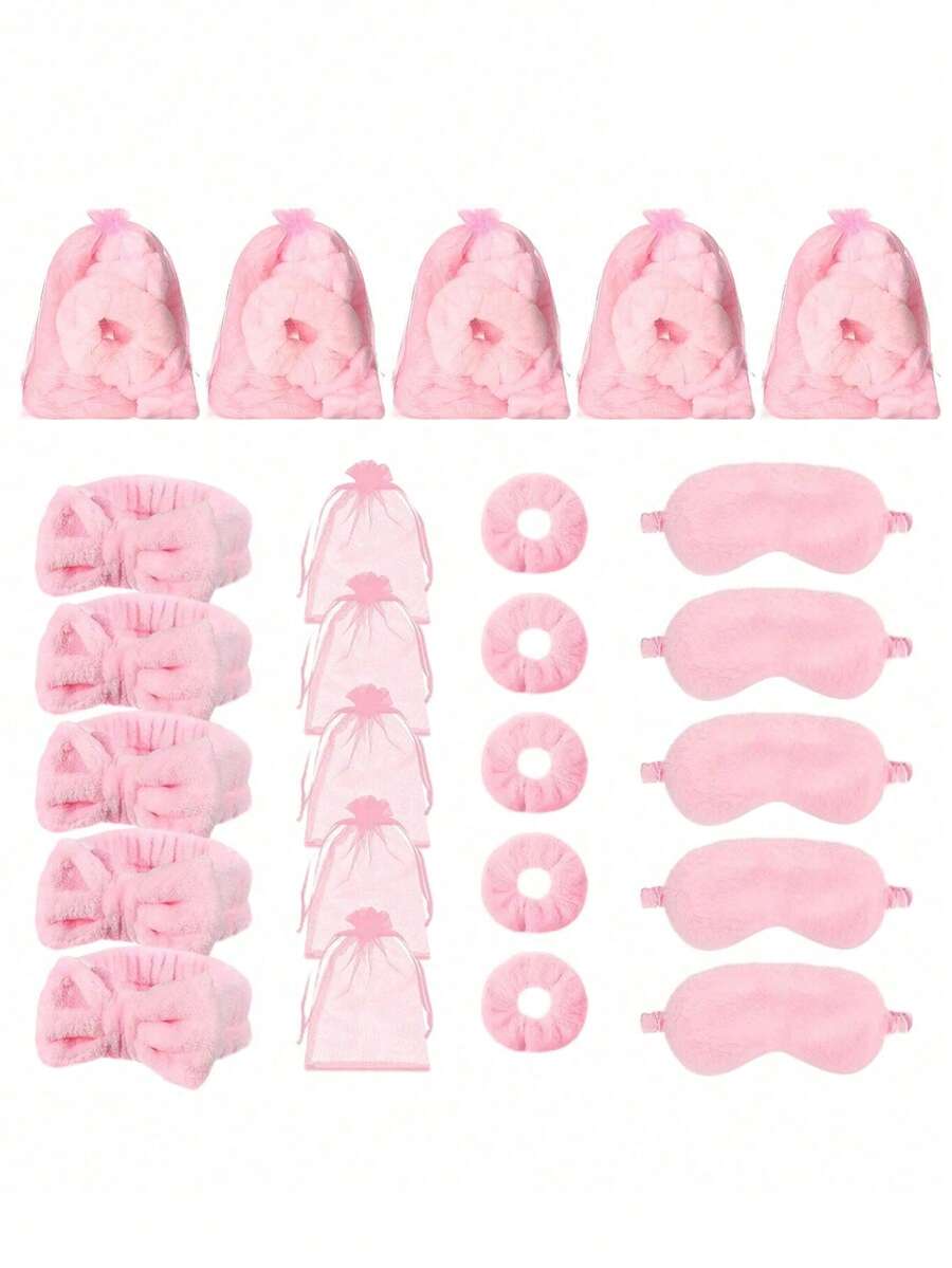 20 Peças Conjunto de Festa do Travesseiro, Festa do Sono, Dia da Mãe, Tiara, Máscara de Olho, Scrunchie de Cabelo, Conjunto de Organza, Conjunto de Maquiagem, Adequado para Presente de Natal