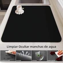 Tapete de Secado de Platos de Silicón - Alfombrilla Súper Absorbente y Antideslizante - Protector de Encimera Resistente al Agua, Calor y Moho - Fácil de Limpiar, No Guarda Olores(Azul, 16"x24") - Negro - Ver 4