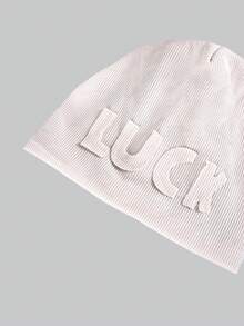 DareSee 1顶女士针织“LUCK”字母帽，时尚宽松休闲帽，音乐节礼物 - 多色 - 查看 2
