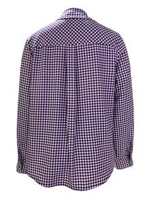 时尚女士紫色和白色格纹长袖衬衫，带纽扣细节，常规版型，适合春季穿着。 - 紫色 - 查看 4