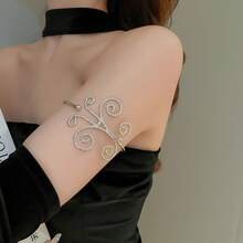 European And American Fashion Hollow Pattern Armband Geometric Flower Butterfly Arm Bracelet Hand Jewelry - 銀色 - 查看 5
