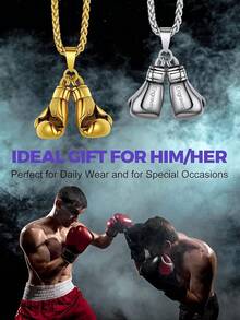 Richsteel 3D/Basketball/Soccer/Baseball Ball Boxing Glove Cool Pendant Men, 316L Stainless Steel Sneaker Chain,Sport Fan Jewelry - 07-鋼製拳擊手套 - 查看 3