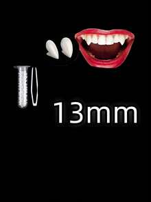 Set da 6 pezzi - Denti da vampiro horror natalizi - 3 misure - 13 cm / 1,5 cm / 1,7 cm - Con adesivo per dentiere - Denti finti creativi - Dentiere appuntite - Denti da vampiro - Adatti per balli in maschera/cosplay/feste in maschera - Adatti per uomini, donne, ragazzi e ragazze