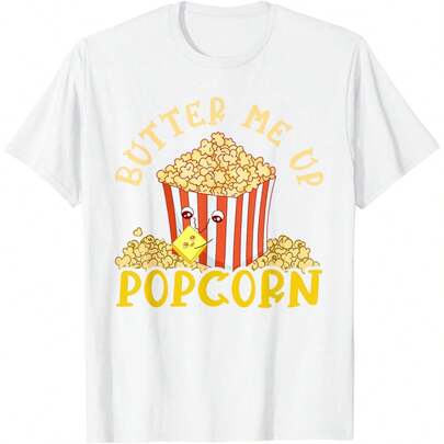 Butter Me Up Popcorn T-Shirt220 g C-AmiS-eta de aL-Godón de con tecnología antiolor - UniS-ex para deporte Apta para todas las perS-onas, ya sean mujeres o hombres Tejido duradero de alta C-Alidad apto para todas las oC-Asiones, suave al tacto pero diseñado para durar Tops transpirables Conjuntos de otoño para mujer Conjuntos de vaC-Aciones para mujer Disfraz de Halloween para mujer