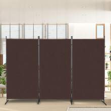 6FT Trifold 130g Polyester Fabric Plastic Foot Carbon Steel Frame Foldable Screen Brown - Brown - View 9