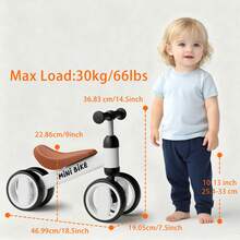Toddler Balance Bike 10-24 Months | 4-Wheel No-Pedal Ride On Toy With 135°  Steering,Anti-Rollover, Lightweight 3.3lbs, Silent Wheels For Baby Boys Girls - Black - View 5