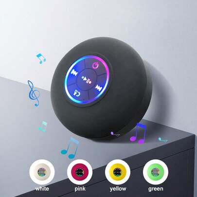 LED Lighting Waterproof Bathroom Bluetooth Speaker With Large Suction Cup, Portable Waterproof Bluetooth Speaker