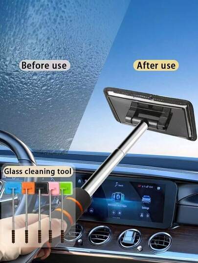 2 piezas/Set Herramienta de limpieza del parabrisas, Limpiador de ventanas de coche extensible con esponja y cepillo, Paño de microfibra, Cepillo limpiador de ventanas de coche - Mango desmontable, Mango telescópico, Limpiaparabrisas de vidrio de automóvil, Accesorios interiores, Kit de limpieza de coche, Limpiador de ventanas de coche, Limpiador de parabrisas, Adecuado para interiores, exteriores, vidrio doméstico y cepillo de limpieza de coches sucios, Diseño ligero, Material resistente, Limpiadores domésticos, Detallistas de automóviles, Alta calidad, Accesorios de limpieza de automóviles, 1 pieza