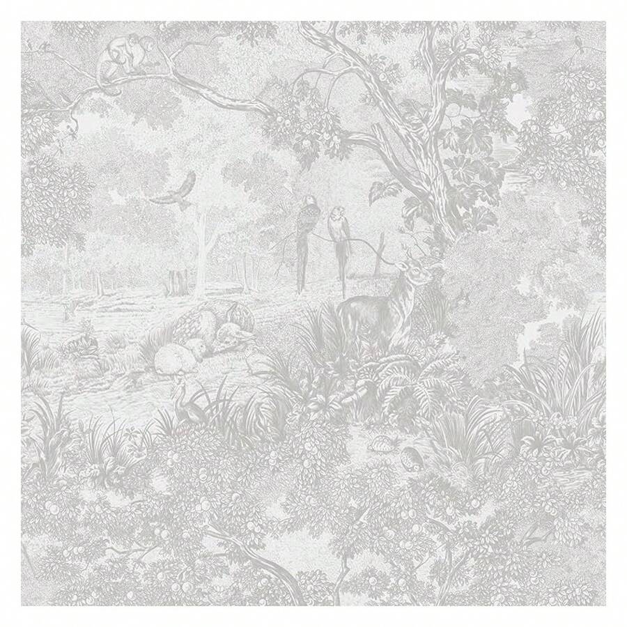 Heroad Peel And Stick Wallpaper Grey And White Vintage Forest Animals Floral Wallpaper Removable Self-Adhesive Contact Paper For Bedroom Living Room Cabinets Dration Thicken Vinyl 17.3''x78.7'' - 多色915 - 查看 1