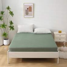 SOULFUL Fitted Sheet 140 X 200 Cm, 100% Washed Cotton Flat Sheet Up To 25 Cm Mattress Height, Breathable With Linen-Like Handle, Oeko-Tex Certified, Sage Green - Grey - View 9