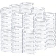 SATINIOR 100 Pcs Clear Plastic Beads Storage Containers Box Small Clear Box With Hinged Lid Small Plastic Case Mini Square Arts Crafts Storage Boxes Organizers For Small Items 2.1 X 2.1 X 0.8 Inch