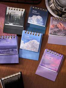 1件装创意横版迷你2026年日历，学生笔记桌面装饰，办公装饰，学习用品，小型桌面日历，个人及专业日程安排表，挂历，日历，圣诞倒计时日历，2026年日程表，2026年日历，2026年个性化日历 - 彩色 - 查看 2