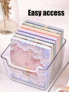 Memo Book Storage Box, Transparent Facial Mask Bevel Cosmetic Desktop Box - Multicolor - View 5