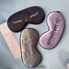 1pc Embroidered Silk-Like Sleep Eye Mask, Blackout Blindfold With Adjustable Strap, Portable Travel Nap Silk Sleeping Eye Mask - Multicolor - View 5