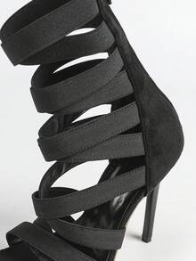 春夏女士黑色舞蹈鞋、罗马凉鞋、爵士舞防滑踝靴、高跟鞋 - 黑色 - 查看 7