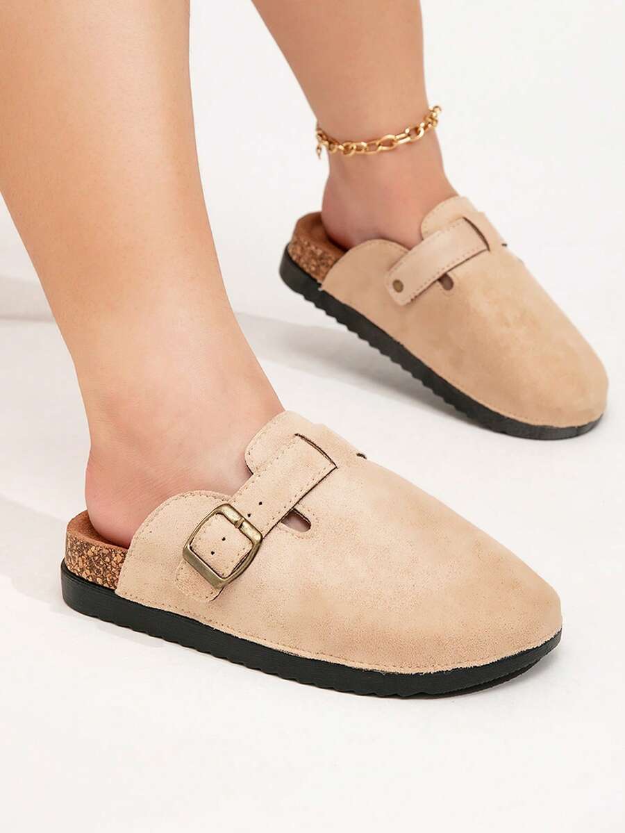 2025年春季新款宽楦女式厚底无后跟套脚乐福鞋 - 卡其色 - 查看 1