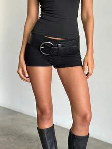 Women Y2k Micro Shorts Cute Low Rise Elastic Waist Lounge Booty Mini Shorts Night Out Streetwear - màu đen - Xem 2