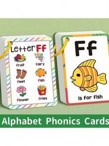 26pcs ABC English Alphabet Flash Cards, Natural Phonics Cards, 26 English Alphabet Pronunciation Pocket Cards, English Vocabulary Learning Cards, Easter, Christmas Educational Gifts - Multicolor - View 4