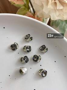 5 件/10 件/20 件/50 件混合尺寸奢华指甲水钻装饰，全新闪亮合金堆叠水钻，水晶斜心形和方形指甲饰物，DIY 美甲用品 - 彩色 - 查看 24
