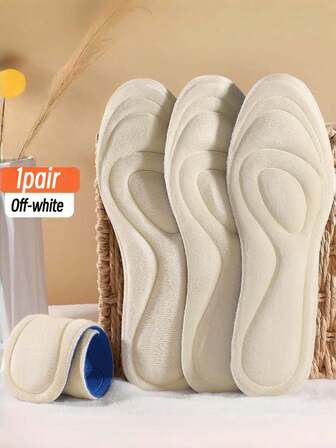 1 Pair Warm Insole, Unisex Thermal Lined Thick Moisture-Wicking Anti-Odor Winter Sports Fabric Insoles, Beige Color, Trimmable