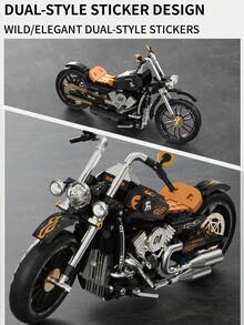 Serie de bloques de construcción de motocicletas retro, autos deportivos y decoración del hogar que desarrolla habilidades motoras finas y coordinación. Regalo sorpresa perfecto para Navidad y fiestas de cumpleaños