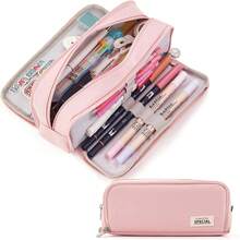 Large Capacity Pencil Case 3 Compartment Pouch Pen Bag For School Teen Girl Boy Men Women