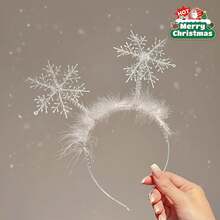 优雅白色雪花发箍，女士款 - 节日圣诞发饰，完美适用于派对和拍照，圣诞装饰，家居圣诞礼物，圣诞装饰品 - 雪花頭帶 - 查看 1