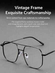 1副男女通用金属双梁大镜框透明镜片多边形眼镜 - 無色 - 查看 10