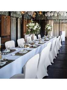 GCCSJ Premium Spandex Chair Covers,50/100/150-Pack Premium White & Ivory Stretch Spandex Chair Covers - Universal Elastic Slipcovers For Folding/Banquet/Dining Chairs, Wrinkle-Resistant Washable Wedding Chair Covers, Easy-Install Event Chair Covers For Parties, Christmas/Halloween & Family Celebrations, Top-Rated Seat Protectors For Caterers & Event Planners (3 Pack Sizes) - White - View 4