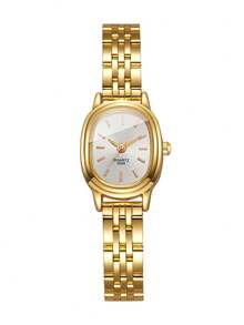 1pc Elegant Oval Dial Quartz Women's Watch With Stainless Steel Band, Sophisticated And Graceful (Watch Only, No Box)