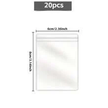 20/100 piezas Bolsas con cremallera de PVC de 4 tamaños, bolsas transparentes para almacenamiento y empaque de aretes, anillos y accesorios, con sello resistente