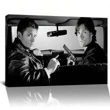Framed [1pc  Poster] 1pc Premium Vibrant  TV Show Framed Canvas Poster - Dean & Sam Winchester Wanted Poster Art | Movie Scene Wall Decor For Bedroom, Office, Fan Gift,Room Decor. - Random Print(隨機印花) - 查看 1