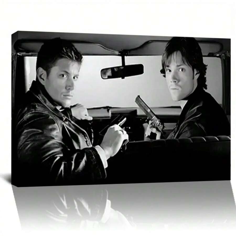 Framed [1pc  Poster] 1pc Premium Vibrant  TV Show Framed Canvas Poster - Dean & Sam Winchester Wanted Poster Art | Movie Scene Wall Decor For Bedroom, Office, Fan Gift,Room Decor. - Random Print(隨機印花) - 查看 1